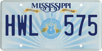 MS license plate HWL575