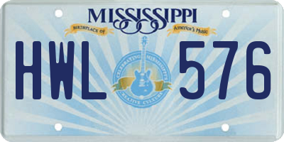 MS license plate HWL576