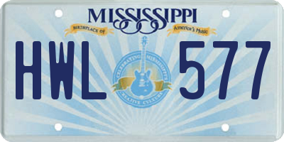 MS license plate HWL577