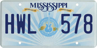 MS license plate HWL578
