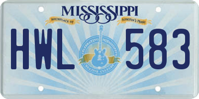 MS license plate HWL583