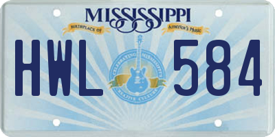 MS license plate HWL584