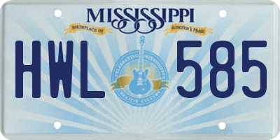 MS license plate HWL585