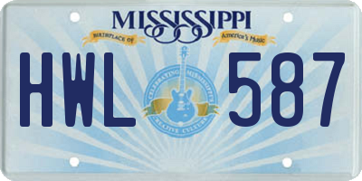 MS license plate HWL587