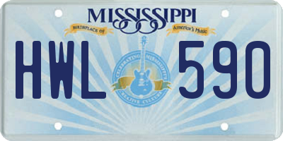 MS license plate HWL590