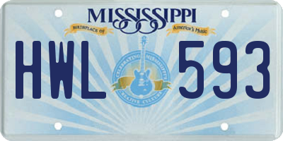 MS license plate HWL593