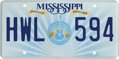 MS license plate HWL594