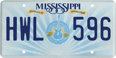 MS license plate HWL596