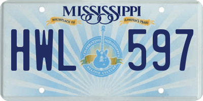 MS license plate HWL597