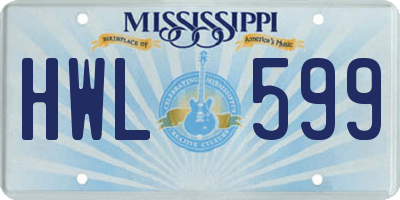 MS license plate HWL599