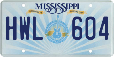 MS license plate HWL604