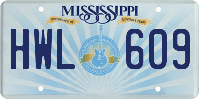 MS license plate HWL609