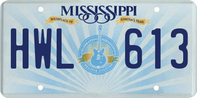 MS license plate HWL613
