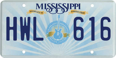 MS license plate HWL616