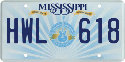 MS license plate HWL618