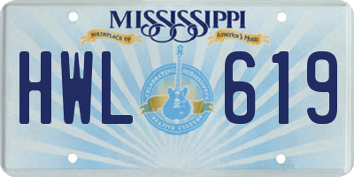 MS license plate HWL619