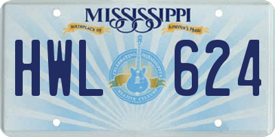MS license plate HWL624
