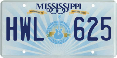 MS license plate HWL625