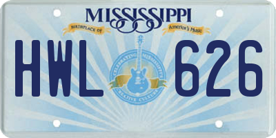 MS license plate HWL626
