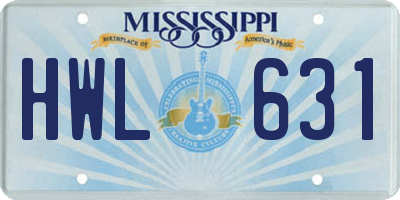 MS license plate HWL631