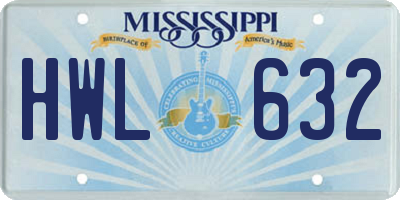MS license plate HWL632