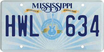MS license plate HWL634