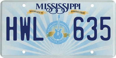 MS license plate HWL635