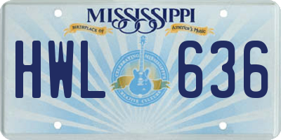 MS license plate HWL636