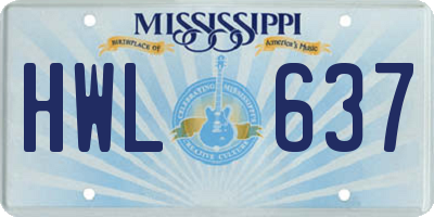 MS license plate HWL637