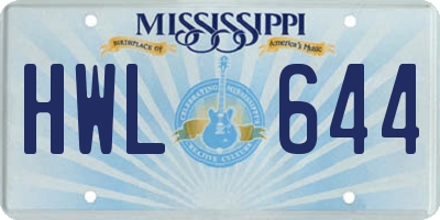 MS license plate HWL644