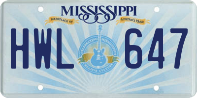 MS license plate HWL647