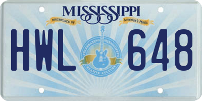 MS license plate HWL648