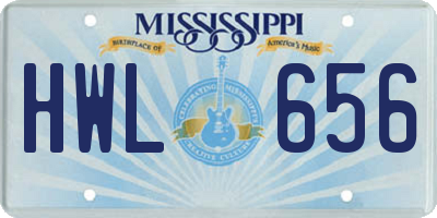 MS license plate HWL656