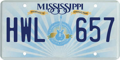 MS license plate HWL657