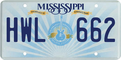 MS license plate HWL662