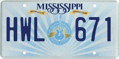 MS license plate HWL671
