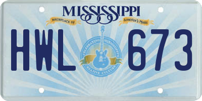 MS license plate HWL673