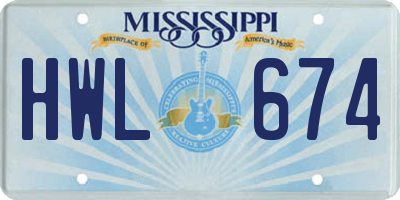 MS license plate HWL674
