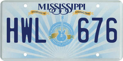 MS license plate HWL676