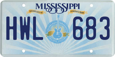 MS license plate HWL683