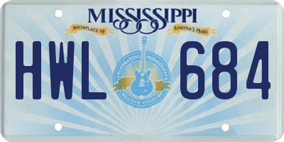 MS license plate HWL684