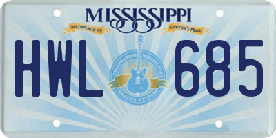 MS license plate HWL685
