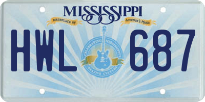 MS license plate HWL687