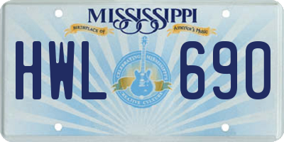 MS license plate HWL690