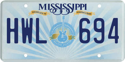 MS license plate HWL694
