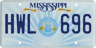 MS license plate HWL696