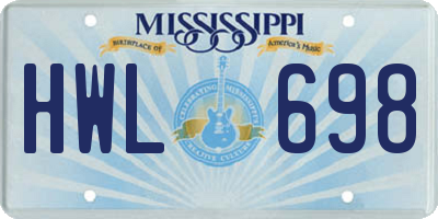 MS license plate HWL698