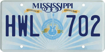 MS license plate HWL702