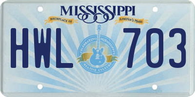 MS license plate HWL703