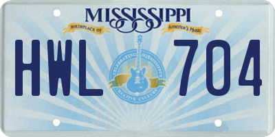 MS license plate HWL704